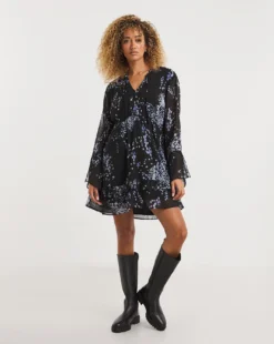 Religion Wild Smock Dress| Black Multi