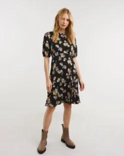Soft Touch Jersey Empire Tea Dress| Multi Coloured Floral