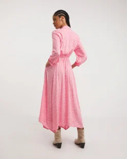 Tie Waist Midi Shirt Dress| Pink/Red -MONSON Clothing Shop x01rn559733w