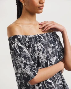 Two Pack Bardot Dress| Mono Print/Coral -MONSON Clothing Shop x01rn609745w