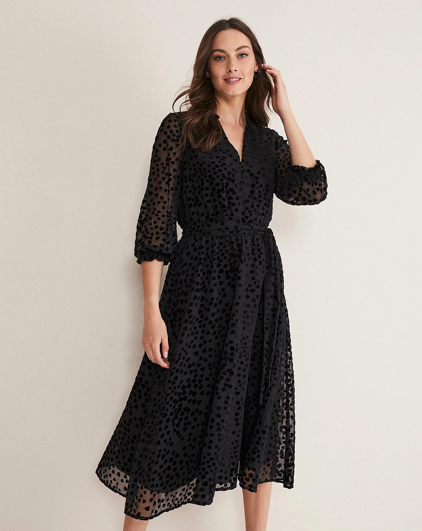 Phase Eight Isador Textured Fit And Flare Midi Dress| Black 3 Phase Eight Isador Textured Fit And Flare Midi Dress| Black - Image 3