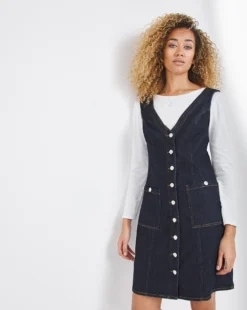 Dark Blue Smart Pinafore Dress| Dark Blue -MONSON Clothing Shop x01uy416740w