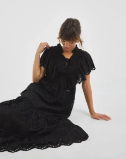 Jo By Joanna Hope Broderie Dress With Tie| Black -MONSON Clothing Shop x01wi461733w