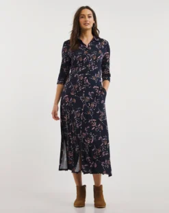 Julipa Jersey Shirt Dress| Navy Print -MONSON Clothing Shop x07vh885735w