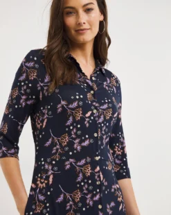 Julipa Jersey Shirt Dress| Navy Print -MONSON Clothing Shop x07vh885737w