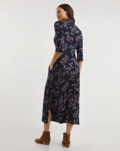 Julipa Jersey Shirt Dress| Navy Print -MONSON Clothing Shop x07vh885738w