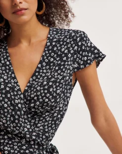 Ro&Zo Ditsy Floral Wrap Dress| Black -MONSON Clothing Shop y01cz117742w