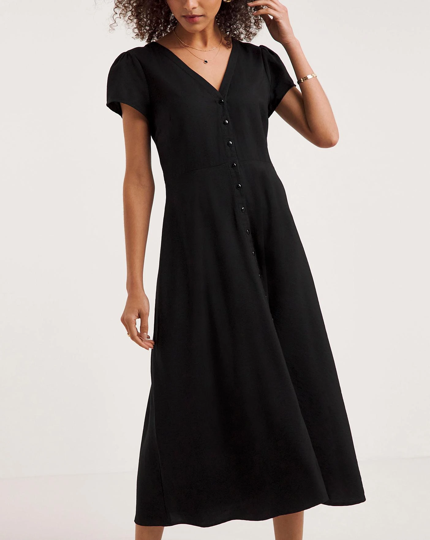 Ro&Zo Button Front Midi Dress| Black 3 Ro&Zo Button Front Midi Dress| Black - Image 3