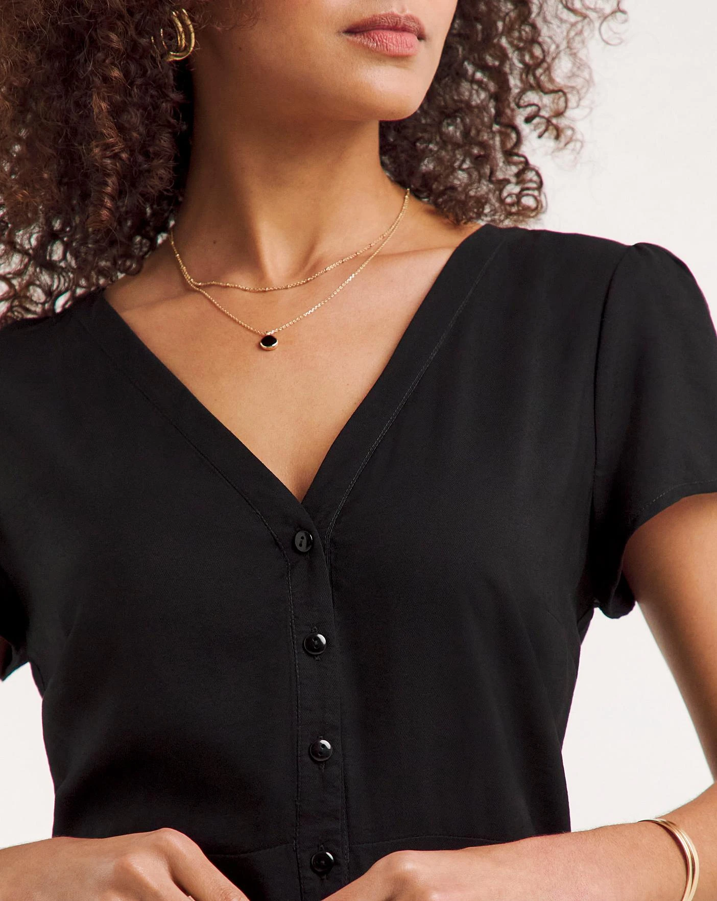 Ro&Zo Button Front Midi Dress| Black 2 Ro&Zo Button Front Midi Dress| Black - Image 2