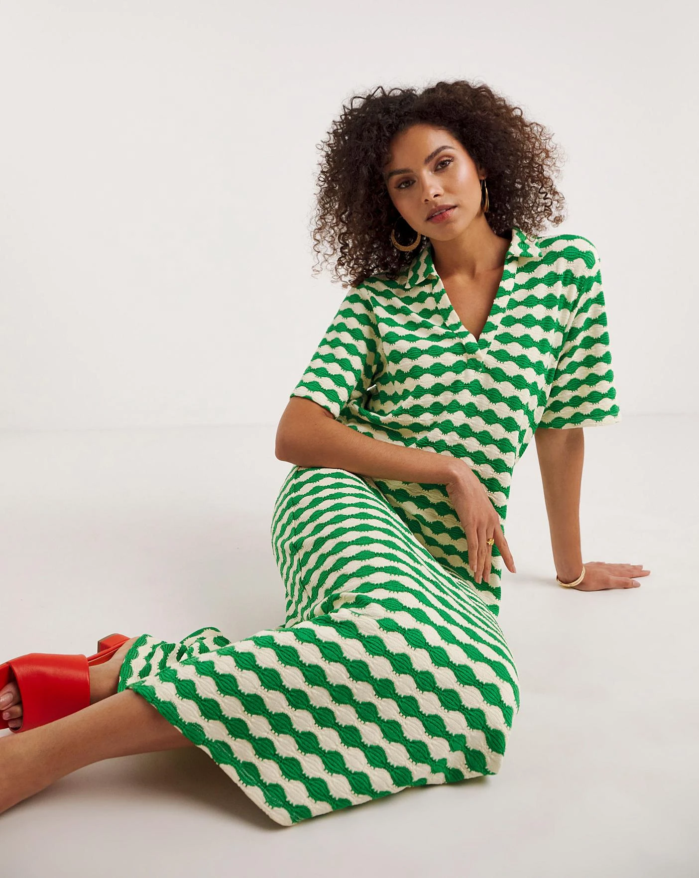 Ro&Zo Green Geo Knit Midi Dress| Green 1 Ro&Zo Green Geo Knit Midi Dress| Green