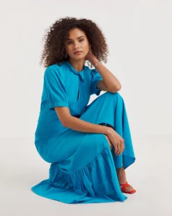 Ro&Zo Scarlett Twist Neck Dress| Blue -MONSON Clothing Shop y01cz135805w