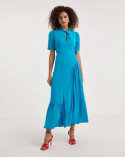 Ro&Zo Scarlett Twist Neck Dress| Blue