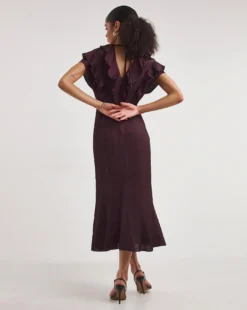 Whistles Adelline Frill Midi Dress| Purple 9 Whistles Adelline Frill Midi Dress| Purple -MONSON Clothing Shop y01ds172719w