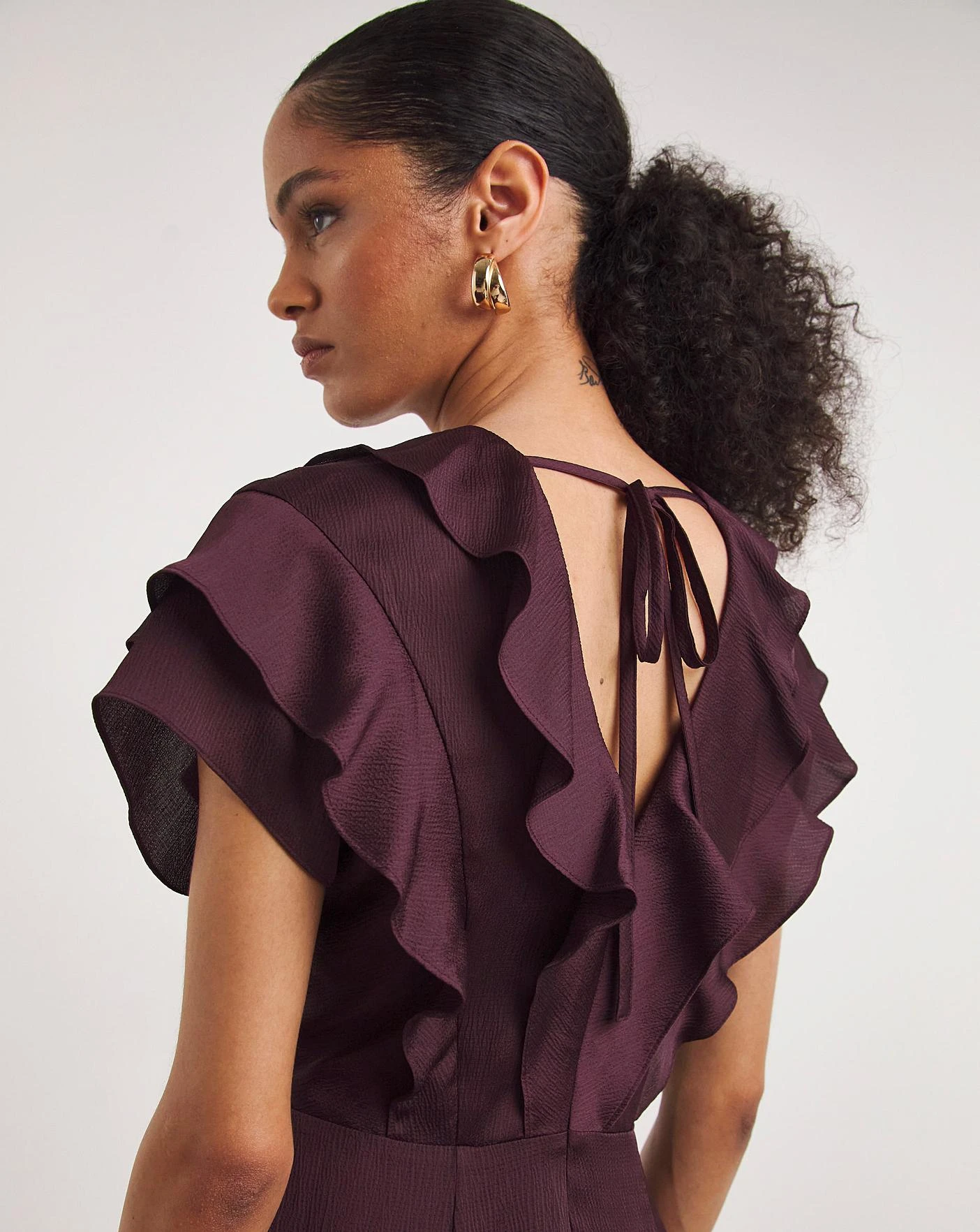 Whistles Adelline Frill Midi Dress| Purple 4 Whistles Adelline Frill Midi Dress| Purple - Image 4