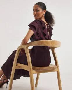 Whistles Adelline Frill Midi Dress| Purple 7 Whistles Adelline Frill Midi Dress| Purple -MONSON Clothing Shop y01ds172721w