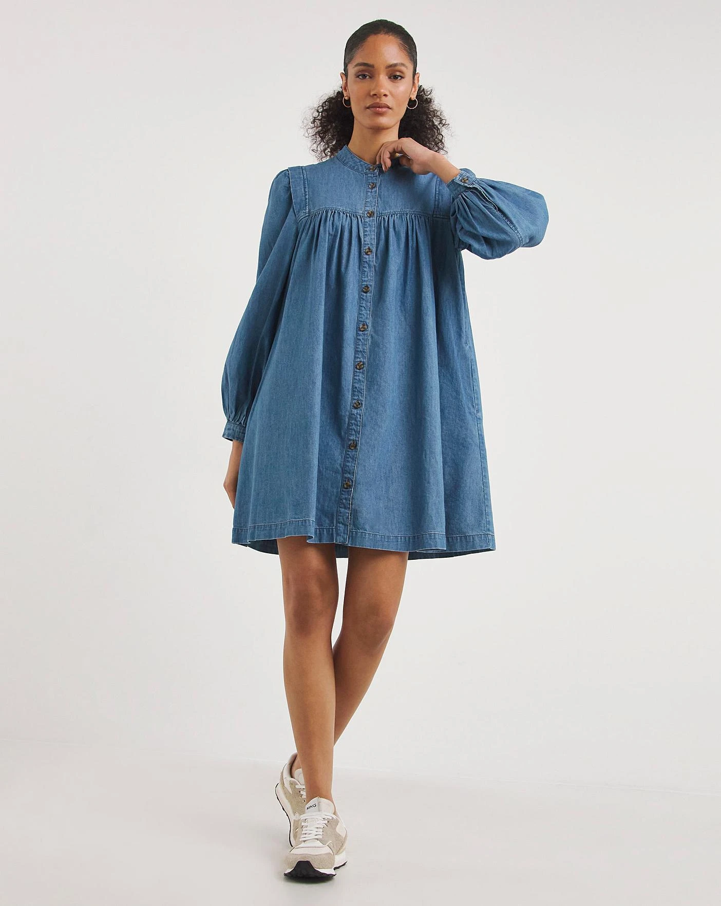 Whistles Chambray Denim Trapeze Dress| Blue 1 Whistles Chambray Denim Trapeze Dress| Blue