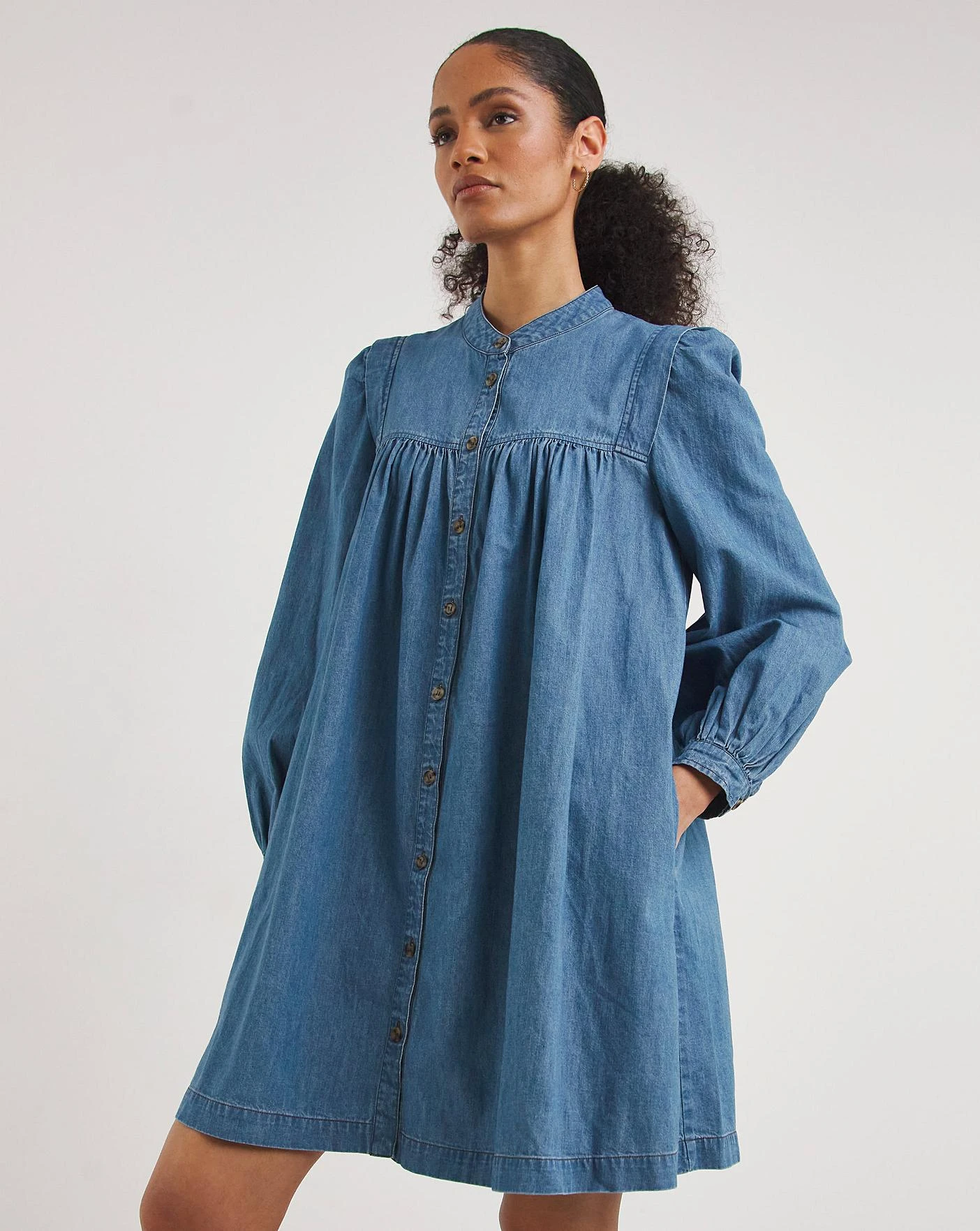 Whistles Chambray Denim Trapeze Dress| Blue 5 Whistles Chambray Denim Trapeze Dress| Blue - Image 5