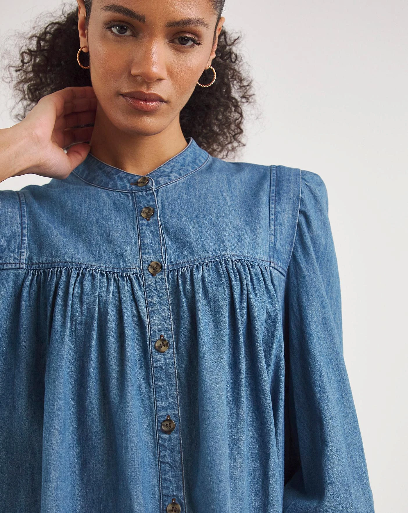 Whistles Chambray Denim Trapeze Dress| Blue 2 Whistles Chambray Denim Trapeze Dress| Blue - Image 2