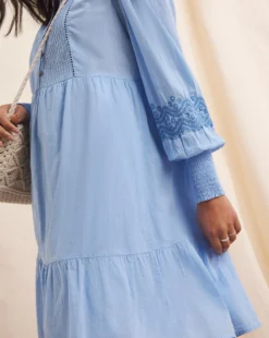 Anise Audrey Pintuck Detail Dress| Blue -MONSON Clothing Shop y01eg515502w