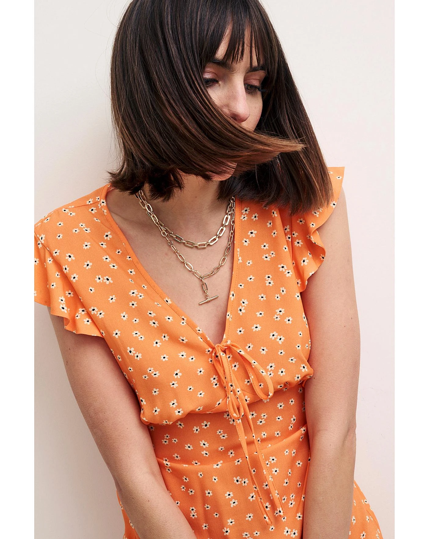 Nobody's Child Lily Ditsy Dress| Orange 2 Nobody's Child Lily Ditsy Dress| Orange - Image 2