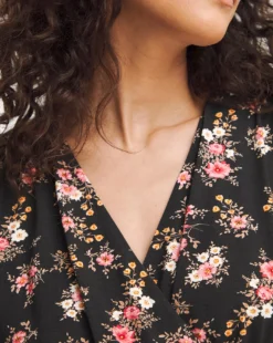 Joe Browns Short Sleeve Jersey Floral Wrap Midi Dress| Black Multi -MONSON Clothing Shop y01if705738w