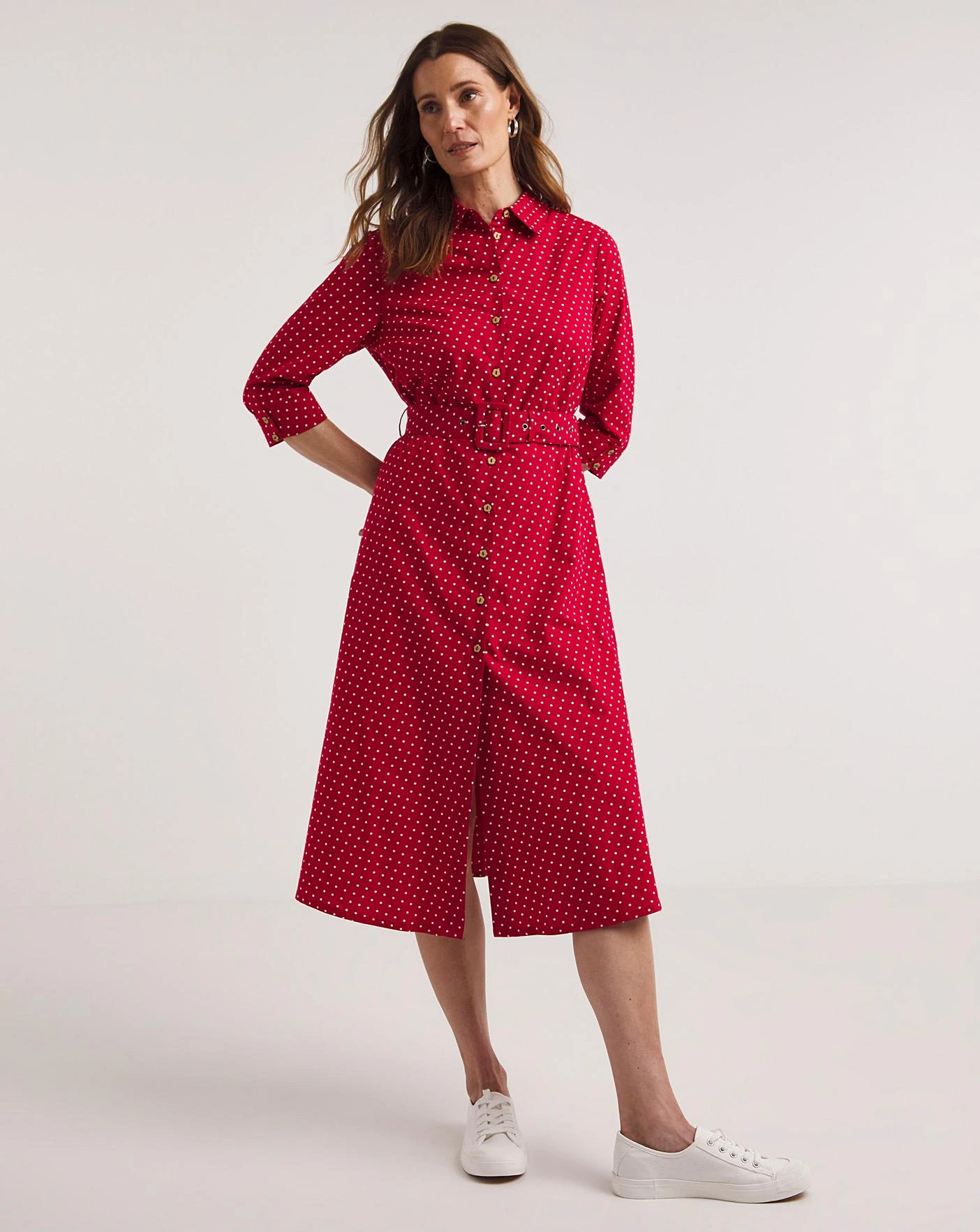 Joe Browns The Erin Midi Shirt Dress| Red 1 Joe Browns The Erin Midi Shirt Dress| Red