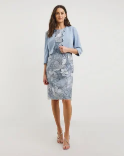 Joanna Hope Soft Blue Sequin Dress And Jacket