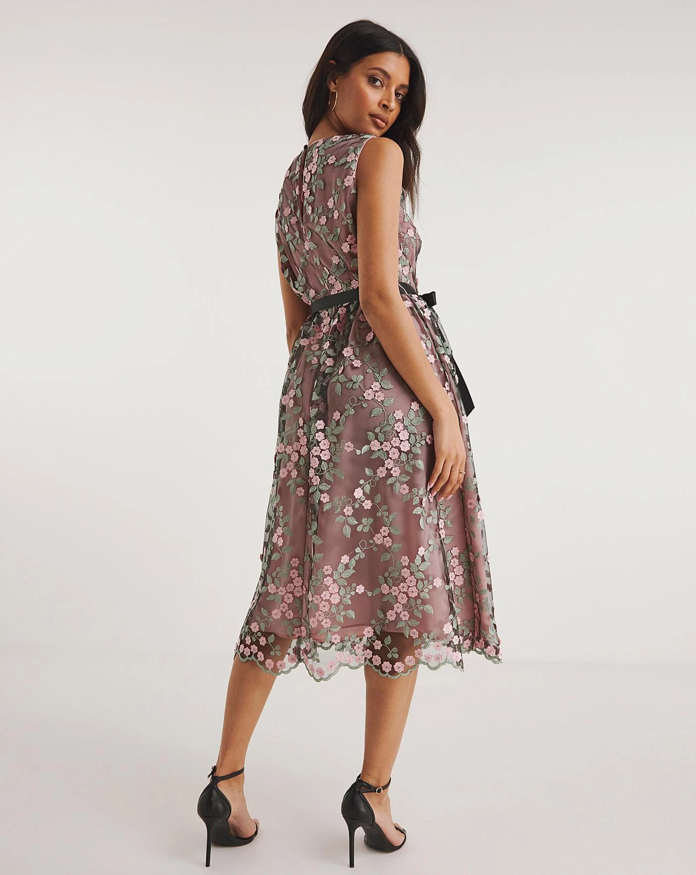 Joanna Hope Floral Mesh Prom Dress| Blush 2 Joanna Hope Floral Mesh Prom Dress| Blush - Image 2