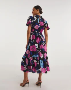 Joanna Hope Tie Neck Midi Dress| Black Print 7 Joanna Hope Tie Neck Midi Dress| Black Print -MONSON Clothing Shop y01ow636742w