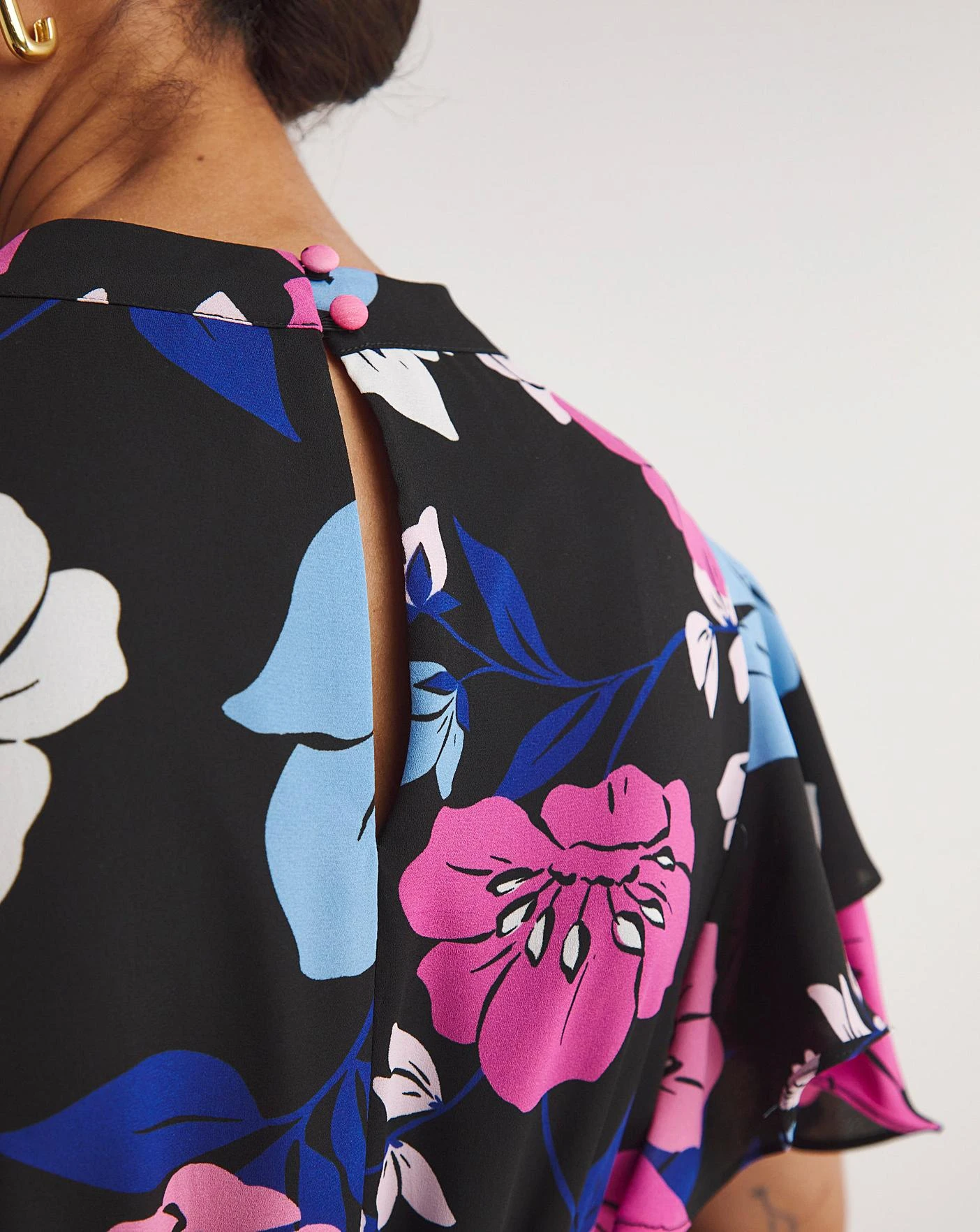 Joanna Hope Tie Neck Midi Dress| Black Print 2 Joanna Hope Tie Neck Midi Dress| Black Print - Image 2