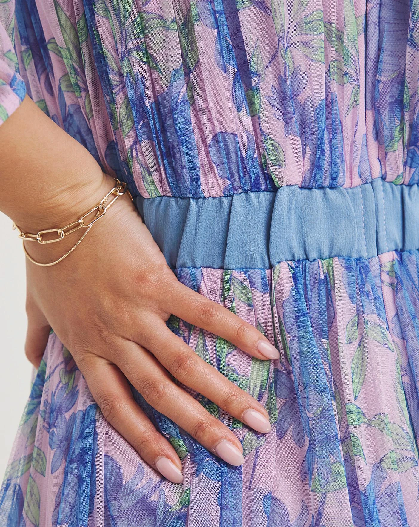 Joanna Hope Mesh Maxi Dress| Blue Floral 3 Joanna Hope Mesh Maxi Dress| Blue Floral - Image 3