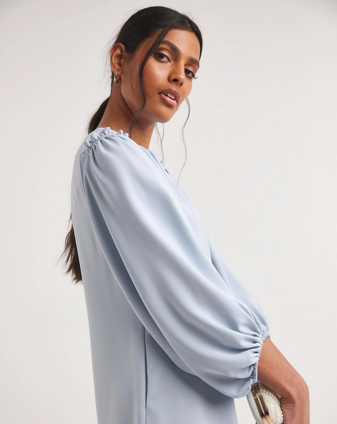 Joanna Hope Big Sleeve Shift Dress| Soft Blue 3 Joanna Hope Big Sleeve Shift Dress| Soft Blue - Image 3