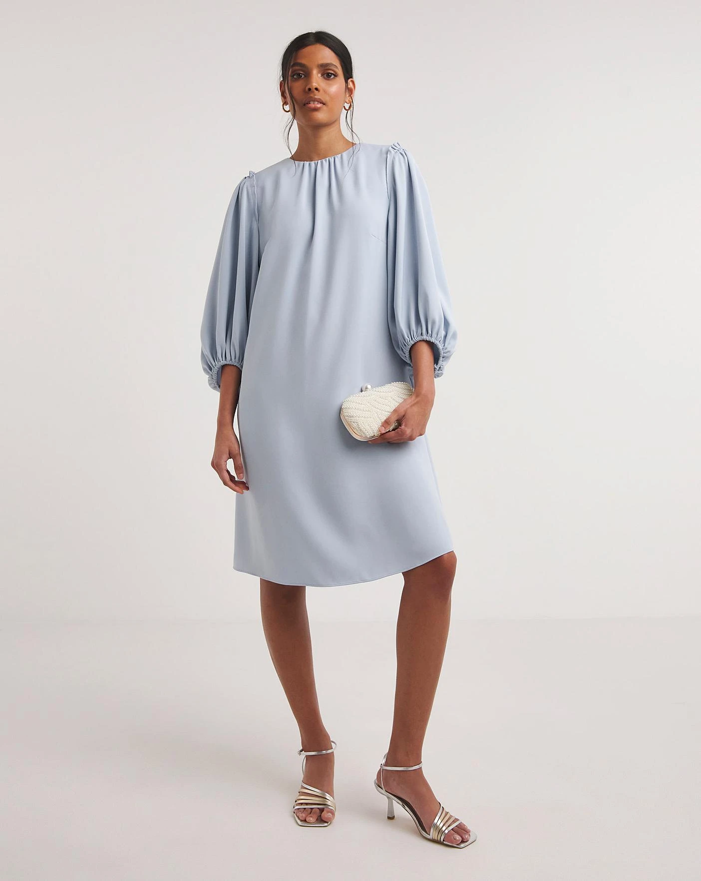 Joanna Hope Big Sleeve Shift Dress| Soft Blue 2 Joanna Hope Big Sleeve Shift Dress| Soft Blue - Image 2