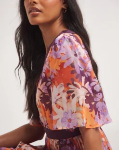 Joanna Hope Floral V-Neck Maxi Tea Dress| Orangeflora -MONSON Clothing Shop y01ow814738w
