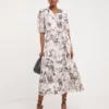 Joanna Hope Belted Midi Tiered Dress| Mono Floral