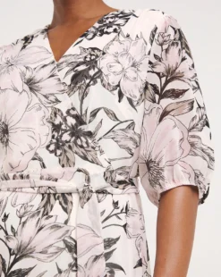 Joanna Hope Belted Midi Tiered Dress| Mono Floral -MONSON Clothing Shop y01ow874721w