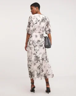 Joanna Hope Belted Midi Tiered Dress| Mono Floral -MONSON Clothing Shop y01ow874722w