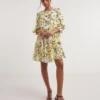 Joanna Hope Floral Tiered Swing Dress| Lime Print