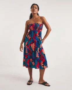 Midi Beach Dress| Tropical Print