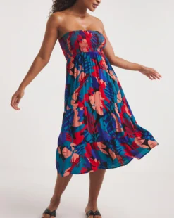 Midi Beach Dress| Tropical Print -MONSON Clothing Shop y01qs099727w