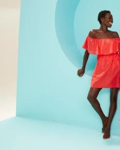 Simply Be Value Cotton Bardot Beach Dress| Red