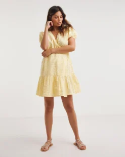 Anise Wrap Mini Beach Dress| Check -MONSON Clothing Shop y01qs556725w