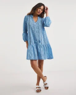 Anise Ladder Detail Mini Beach Dress| Blue -MONSON Clothing Shop y01qs970747w