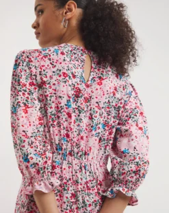 Empire Midi Tea Dress| Pink Multi-coloured -MONSON Clothing Shop y01rn562748w