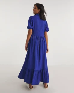 Textured Jersey Midi Shirt Dress| Cobalt Blue -MONSON Clothing Shop y01rn580738w