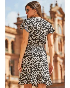 Sosandar Printed Crinkle V Neck Dress| Black Multi -MONSON Clothing Shop y01tv357502s