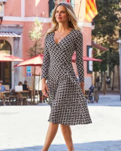 Sosandar Geometric Print Faux Wrap Midi Dress| Black 7 Sosandar Geometric Print Faux Wrap Midi Dress| Black -MONSON Clothing Shop y01tw629503c