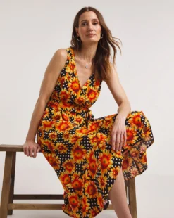 Joe Browns Sunflower Midi Dress| Yellow -MONSON Clothing Shop y01ua213723w