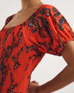 Joe Browns Border Print Paisley Jersey Maxi Red Dress| Red Multicolour -MONSON Clothing Shop y01ua238742w