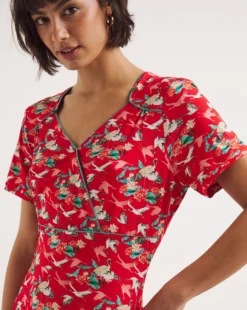Joe Browns Rachel Jersey Dress| Red Multicolour -MONSON Clothing Shop y01ua705741w